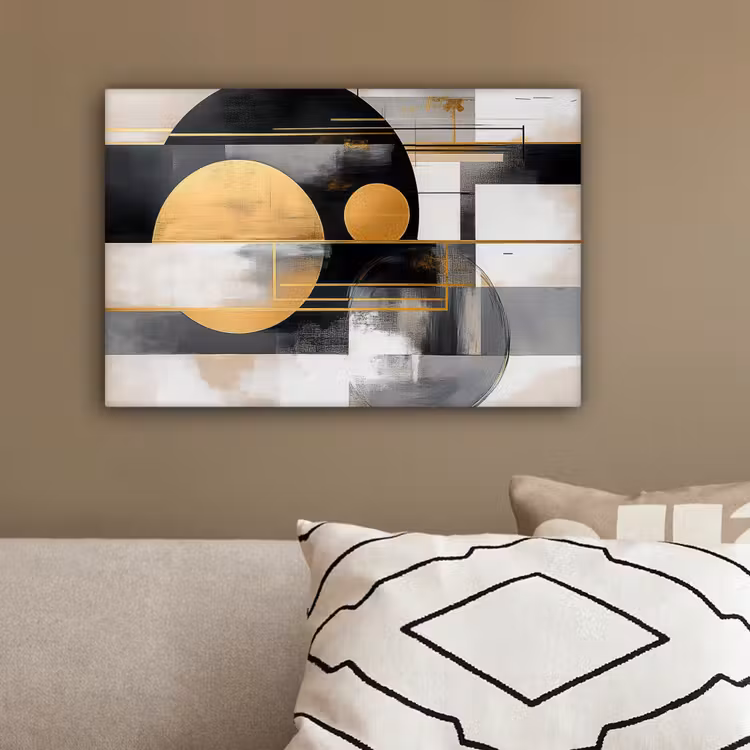 Abstract - Goud - Zilver - Vormen - Aesthetic - Modern canvas 2cm klein -sfeer3