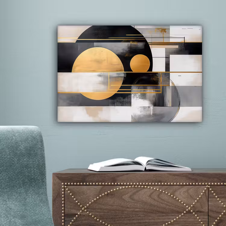 Abstract - Goud - Zilver - Vormen - Aesthetic - Modern canvas 2cm klein -sfeer4