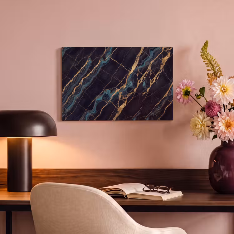 Abstract - Gouden lijnen - Kunst - Modern - Zwart canvas 2cm klein -sfeer4