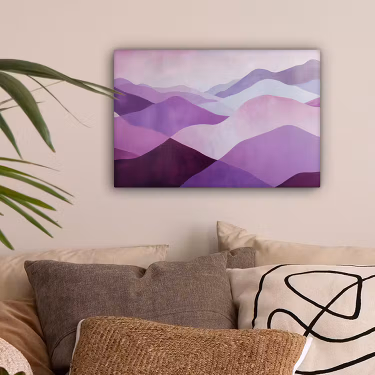 Abstract - Heuvels - Landschap - Paars canvas 2cm klein -sfeer1