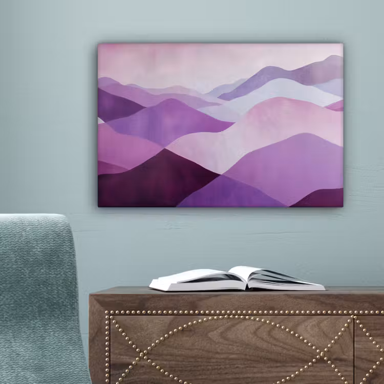 Abstract - Heuvels - Landschap - Paars canvas 2cm klein -sfeer4