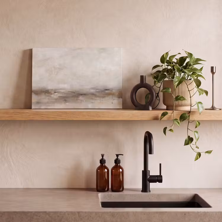 Abstrakt - Landschap - Modern - Beige - Kunst canvas 2cm klein -sfeer3
