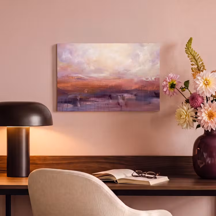 Abstract - Landschap - Modern - Paars - Oranje canvas 2cm klein -sfeer4