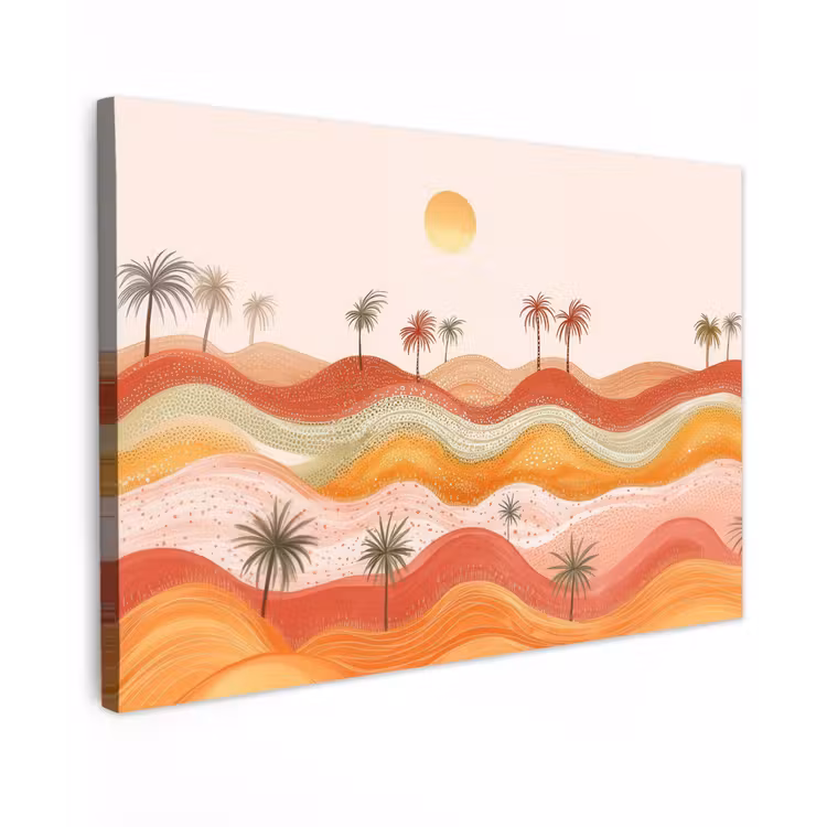 Abstract landschap - Palmbomen - Kleurrijk canvas 2cm klein -z3d
