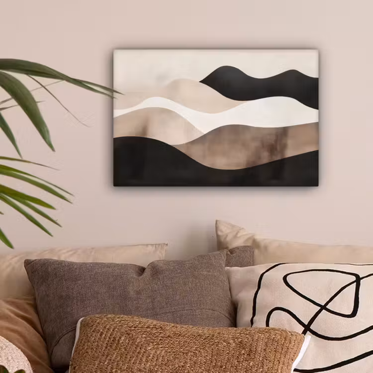 Abstract - Landschap - Golven - Crèmekleur canvas 2cm klein -sfeer1