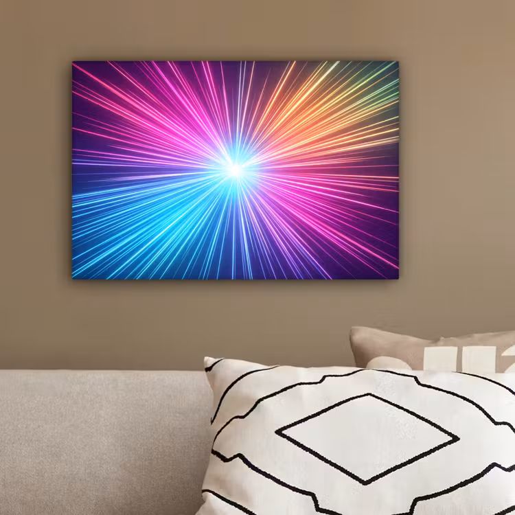 Abstract - Light - Burst - Modern - Colorful canvas 2cm klein -sfeer3