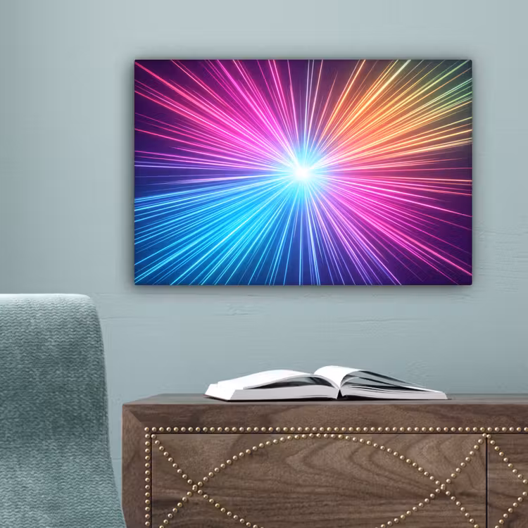 Abstract - Light - Burst - Modern - Colorful canvas 2cm klein -sfeer4