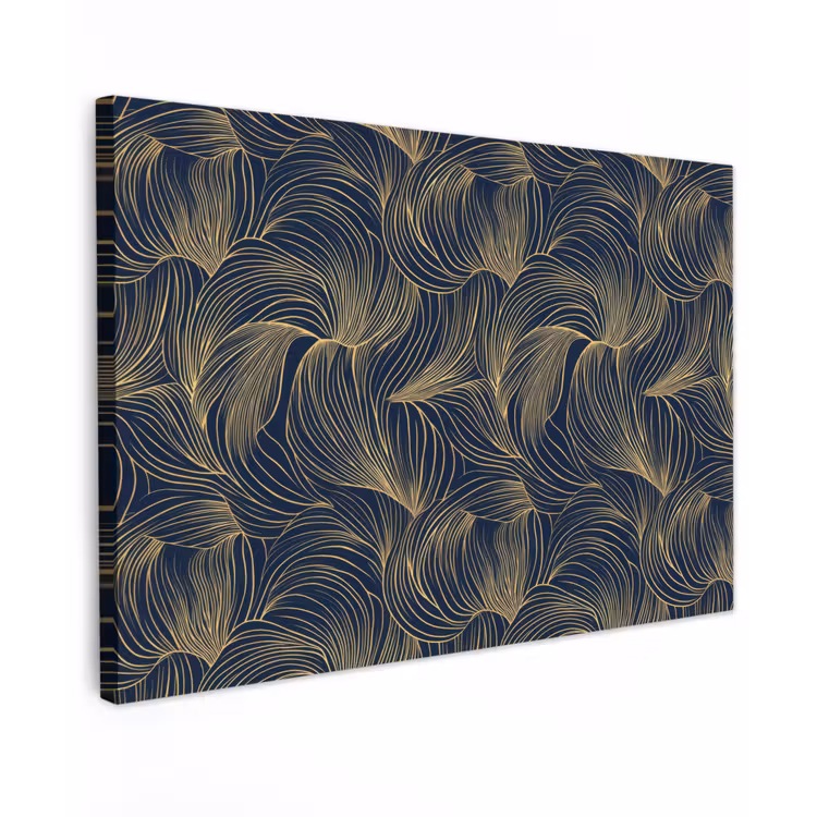 Abstract - Lijnen - Blauw - Goud canvas 2cm klein 34 -z3d