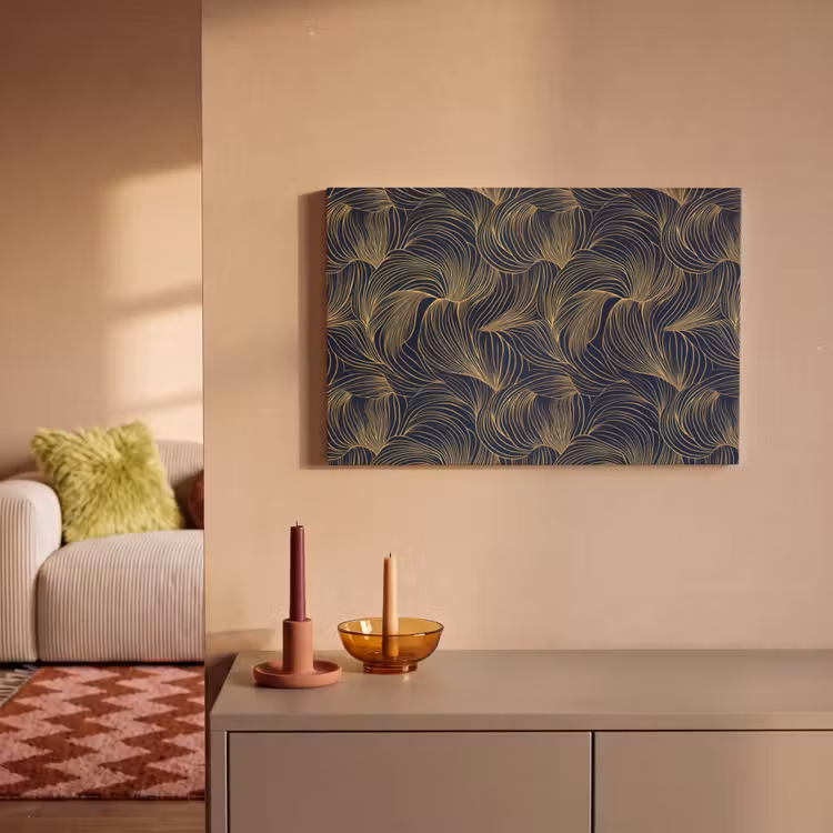 Abstract - Lijnen - Blauw - Goud canvas 2cm klein 34 -sfeer1