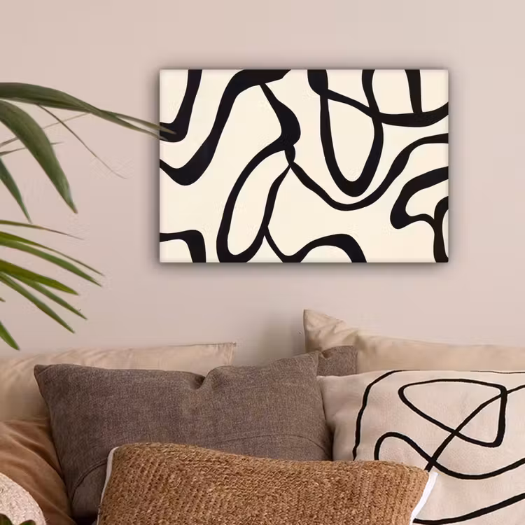 Abstract - Lijnen - Modern - Beige canvas 2cm klein -sfeer1