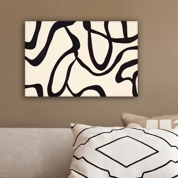 Abstract - Lijnen - Modern - Beige canvas 2cm klein -sfeer3