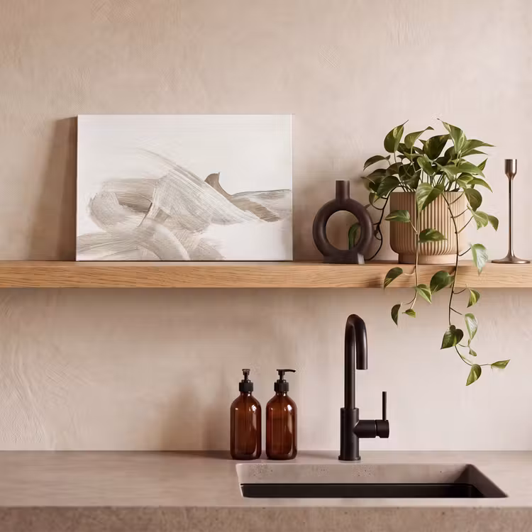 Abstract - Moderne kunst - Beige canvas 2cm klein -sfeer3