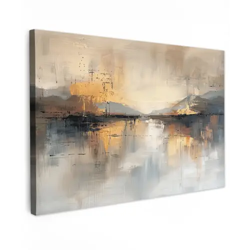 Abstract - Modern - Beige - Aesthetic - Goud canvas 2cm klein -z3d