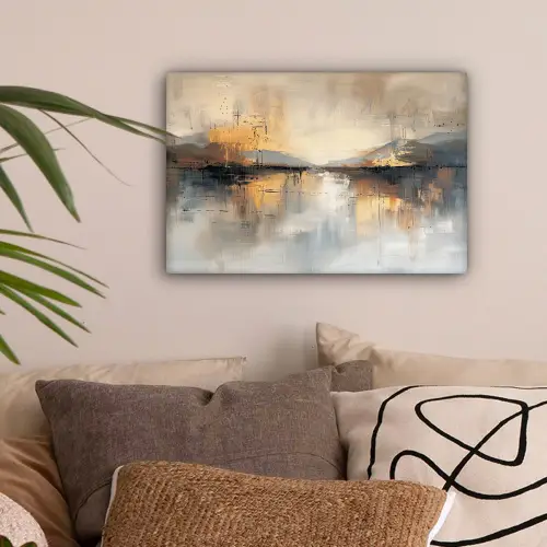 Abstract - Modern - Beige - Aesthetic - Goud canvas 2cm klein -sfeer1