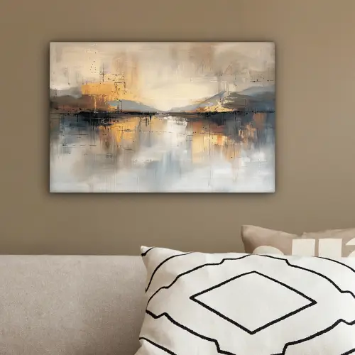 Abstract - Modern - Beige - Aesthetic - Goud canvas 2cm klein -sfeer3