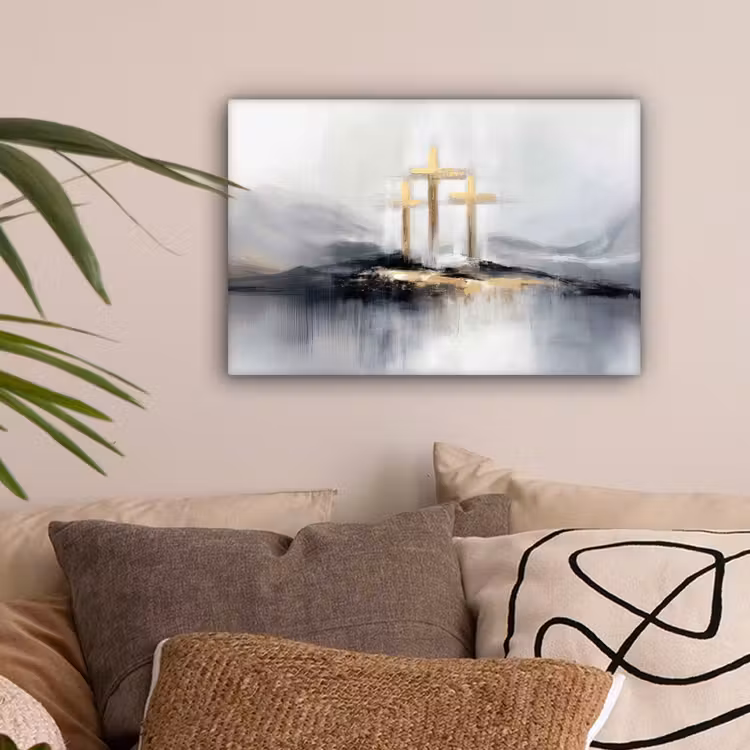 Abstract - Schilderij - Christendom - Kruis canvas 2cm klein -sfeer1