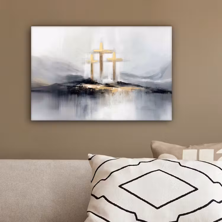 Abstract - Schilderij - Christendom - Kruis canvas 2cm klein -sfeer3