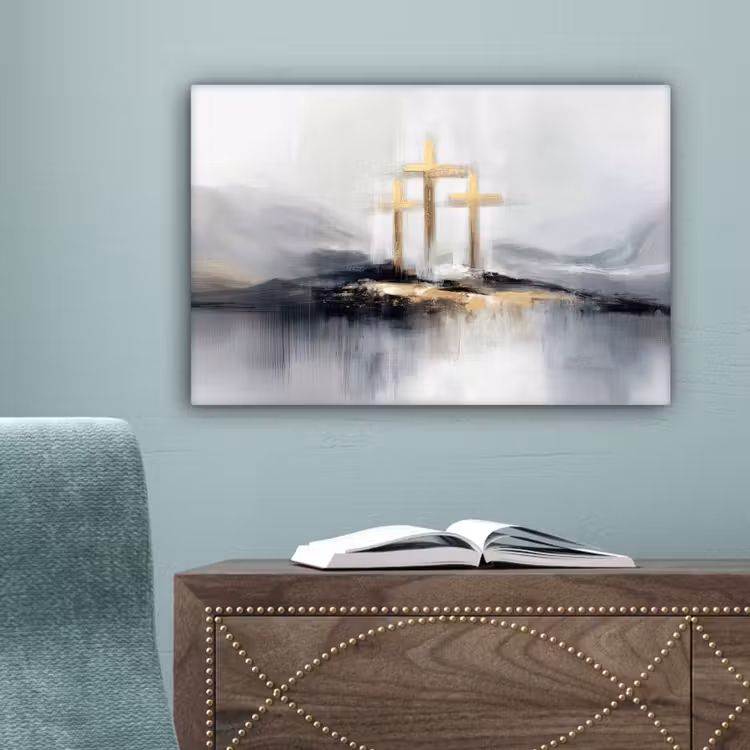 Abstract - Schilderij - Christendom - Kruis canvas 2cm klein -sfeer4