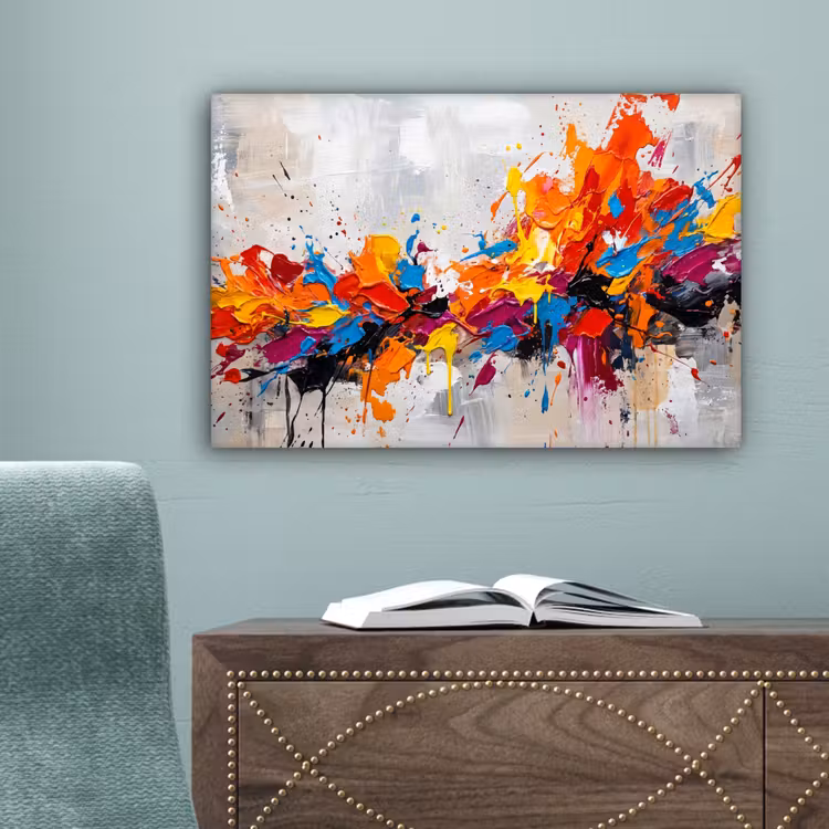 Abstract - Schilderij - Kleurrijk - Dynamisch canvas 2cm klein -sfeer4