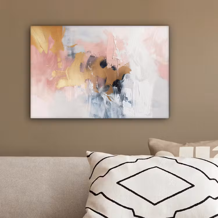 Abstract - Pastel kleuren - Goud - Modern - Aesthetic canvas 2cm klein -sfeer3