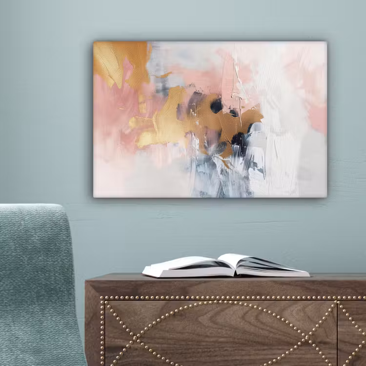 Abstract - Pastel kleuren - Goud - Modern - Aesthetic canvas 2cm klein -sfeer4