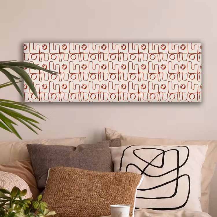 Abstract - Patroon - Beige - Rood canvas 2cm klein 828 -sfeer1