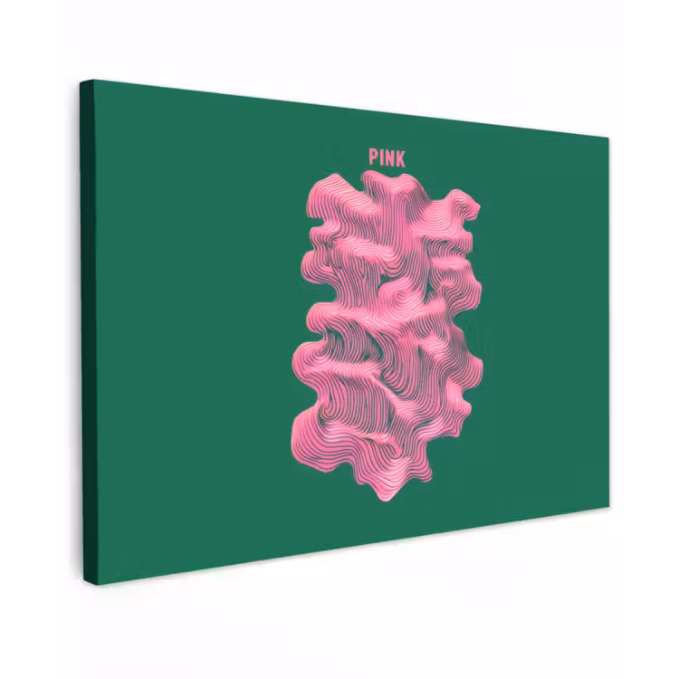 Abstract - Pink - Lijnen - Groen canvas 2cm klein -z3d