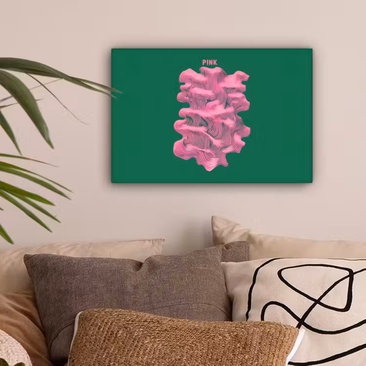 Abstract - Pink - Lijnen - Groen canvas 2cm klein -sfeer1