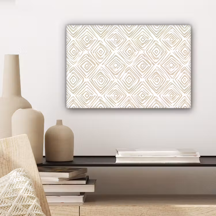 Abstract - Ruit - Beige canvas 2cm klein 34 -sfeer6