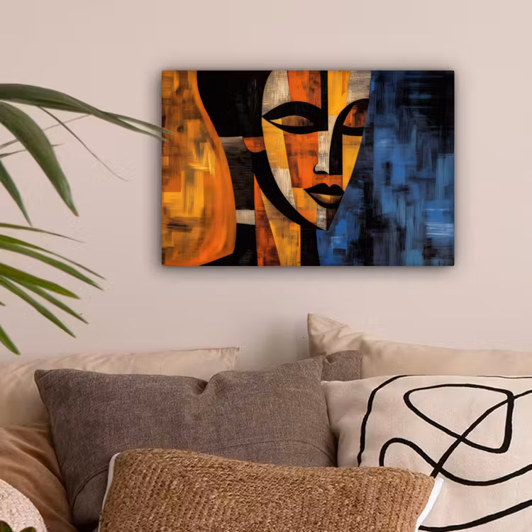 Abstract - Portret - Kleurvakken canvas 2cm klein -sfeer1