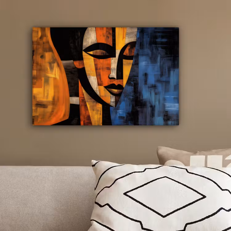 Abstract - Portret - Kleurvakken canvas 2cm klein -sfeer3