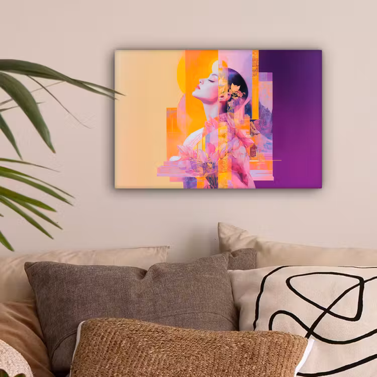 Abstract - Portret - Vrouw - Kleurrijk canvas 2cm klein -sfeer1