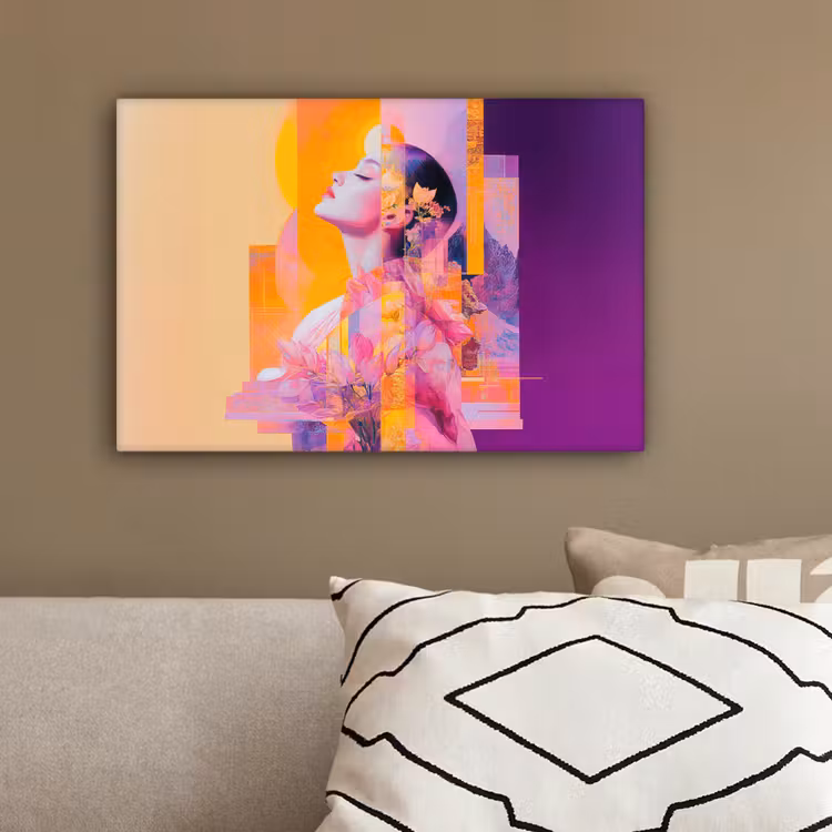 Abstract - Portret - Vrouw - Kleurrijk canvas 2cm klein -sfeer3
