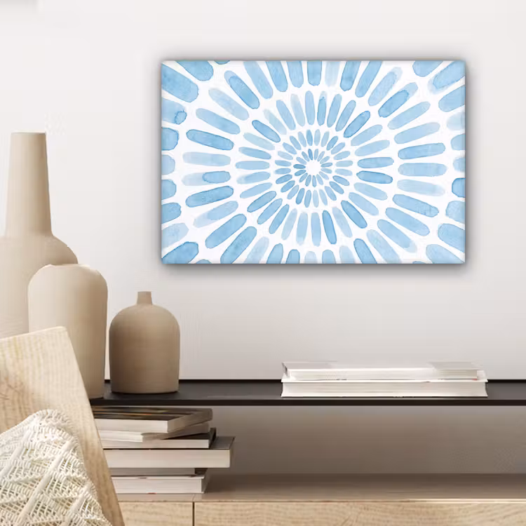 Abstract - Vormen - Kunst - Aquarel - Blauw canvas 2cm klein -sfeer6