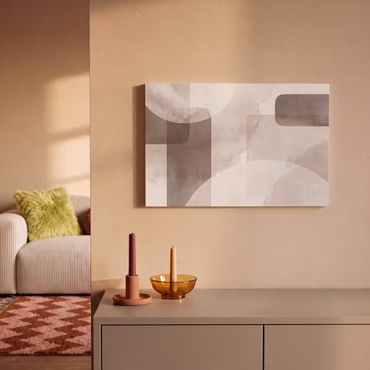 Canvas Print - Abstract Shapes - Beige - Abstracte vormen - Beige canvas 2cm klein