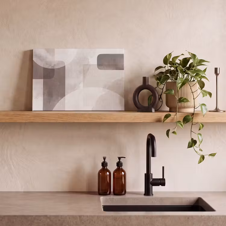 Canvas Print - Abstract Shapes - Beige - Abstracte vormen - Beige canvas 2cm klein