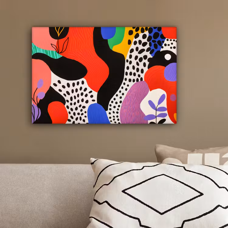Abstract - Vormen - Kleuren - Stippen canvas 2cm klein -sfeer3