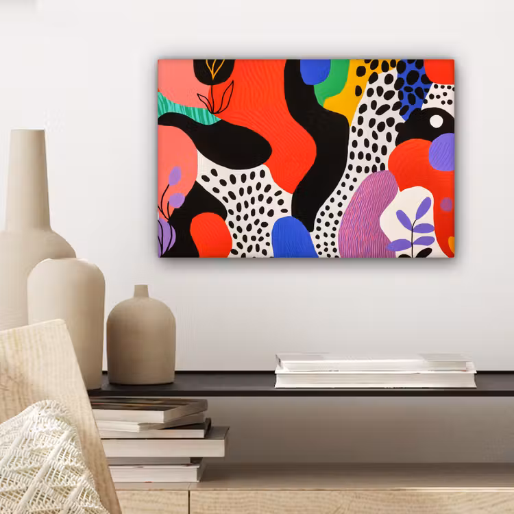 Abstract - Vormen - Kleuren - Stippen canvas 2cm klein -sfeer6