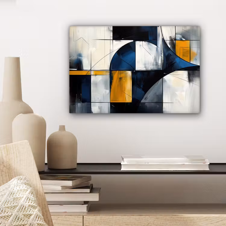 Abstract - Vormen - Goud - Blauw - Geometrisch canvas 2cm klein -sfeer6