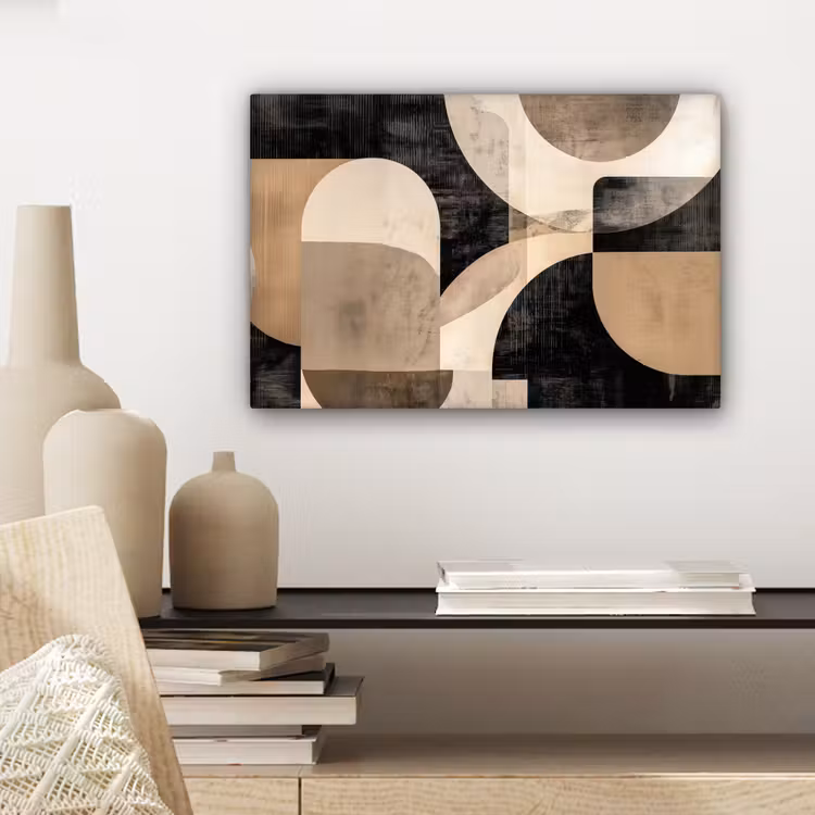 Abstract - Vormen - Modern - Beige canvas 2cm klein -sfeer6