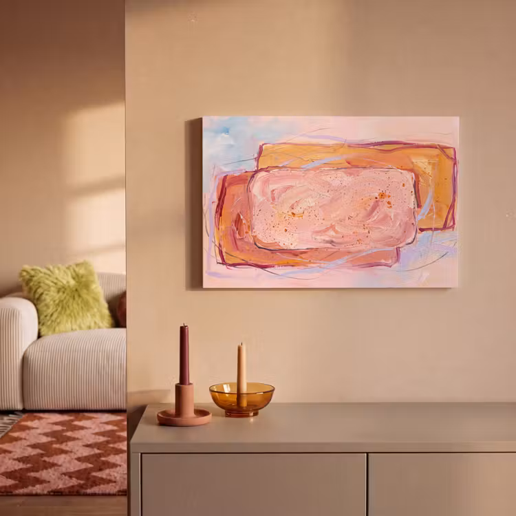 Abstract - Vormen - Modern - Roze canvas 2cm klein -sfeer1