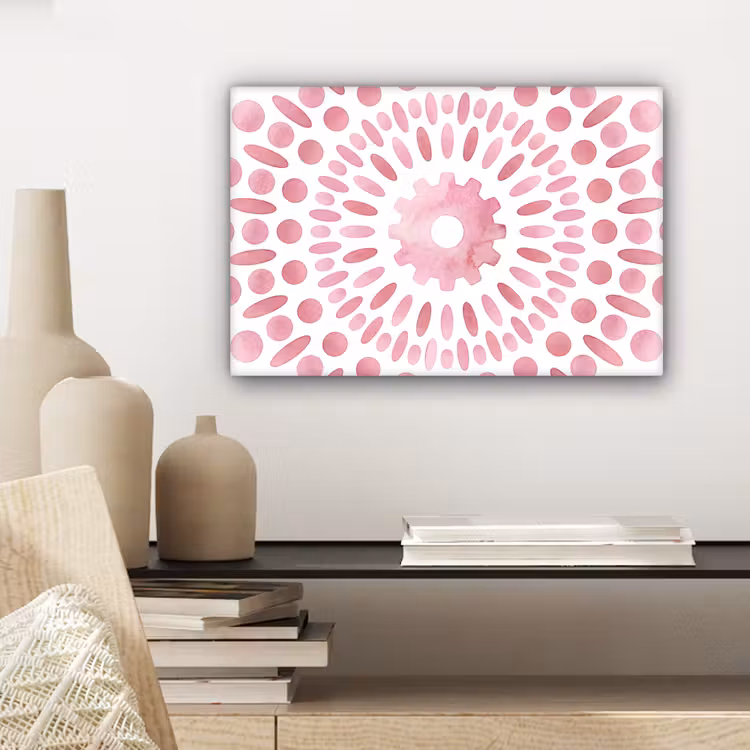 Abstract - Vormen - Patroon - Aquarel - Roze canvas 2cm klein -sfeer6