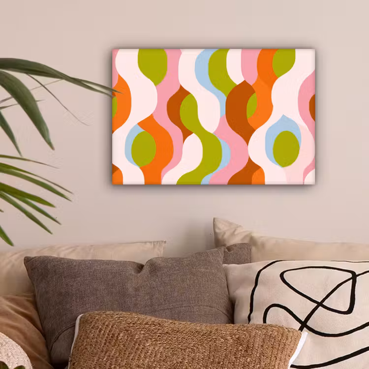Abstract - Vormen - Roze canvas 2cm klein -sfeer1