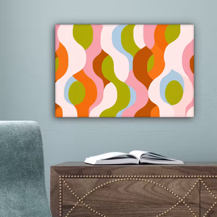 Abstract - Vormen - Roze canvas 2cm klein -sfeer4