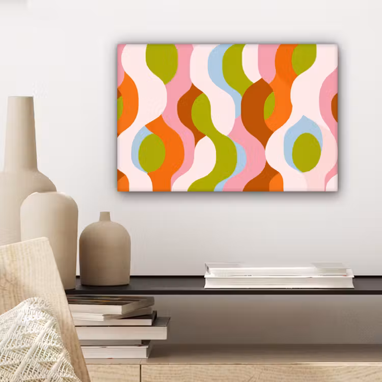 Abstract - Vormen - Roze canvas 2cm klein -sfeer6