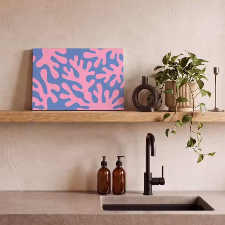 Abstract - Vormen - Roze - Blauw canvas 2cm klein -sfeer3