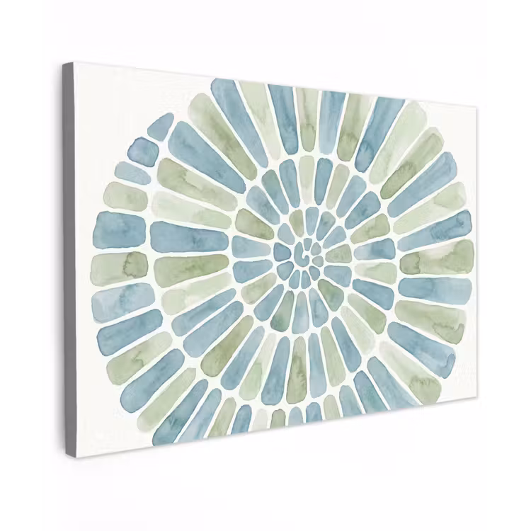 Abstract - Spiraal - Patroon - Modern - Blauw-Groen canvas 2cm klein -z3d