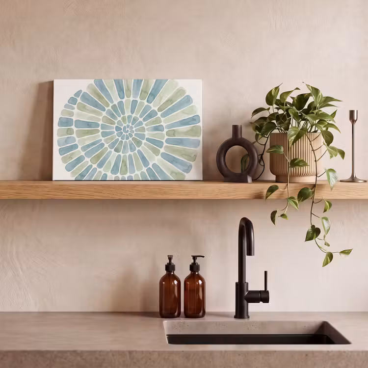 Abstract - Spiraal - Patroon - Modern - Blauw-Groen canvas 2cm klein -sfeer3