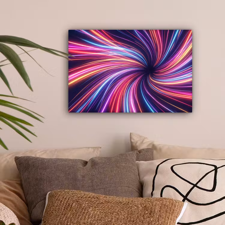 Abstract - Swirl - Futuristic - Neon canvas 2cm klein -sfeer1