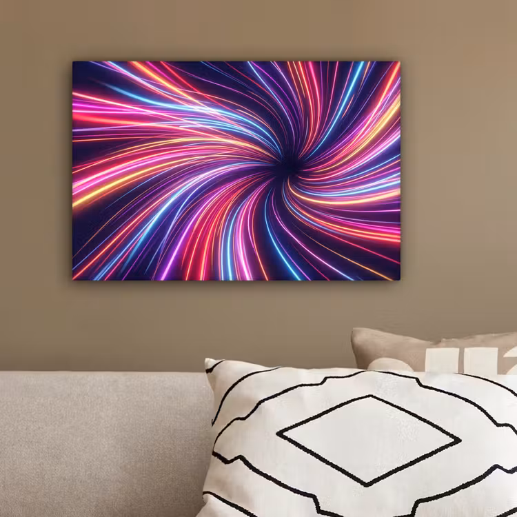 Abstract - Swirl - Futuristic - Neon canvas 2cm klein -sfeer3